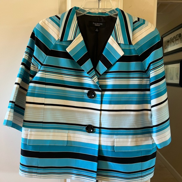Talbots Striped Retro 2 Button Casual Blazer 12 Everyday Jacket - Picture 4 of 4